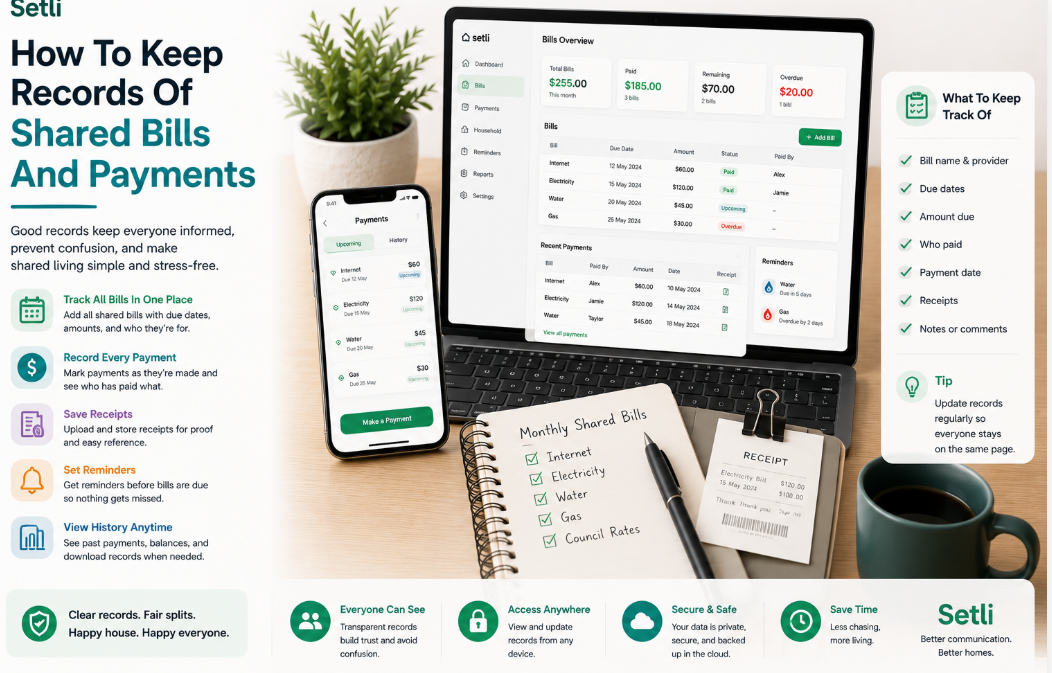 How To Keep Records Of Shared Bills And Payments | Setli