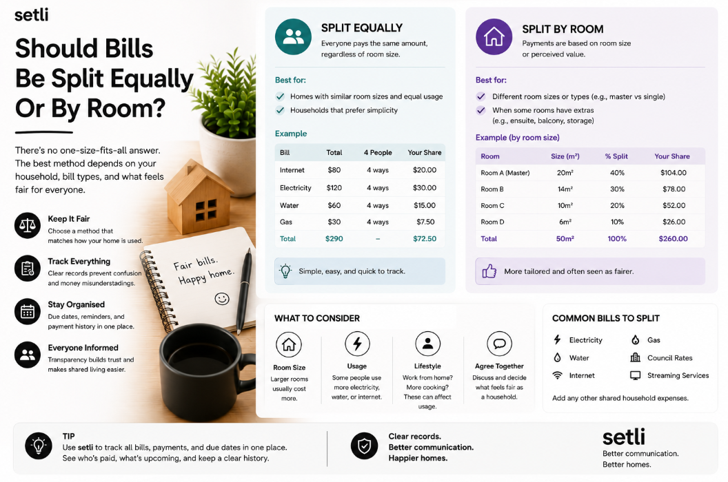 Should Bills Be Split Equally Or By Room? | Setli