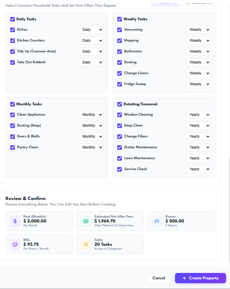Choose Tasks & Review