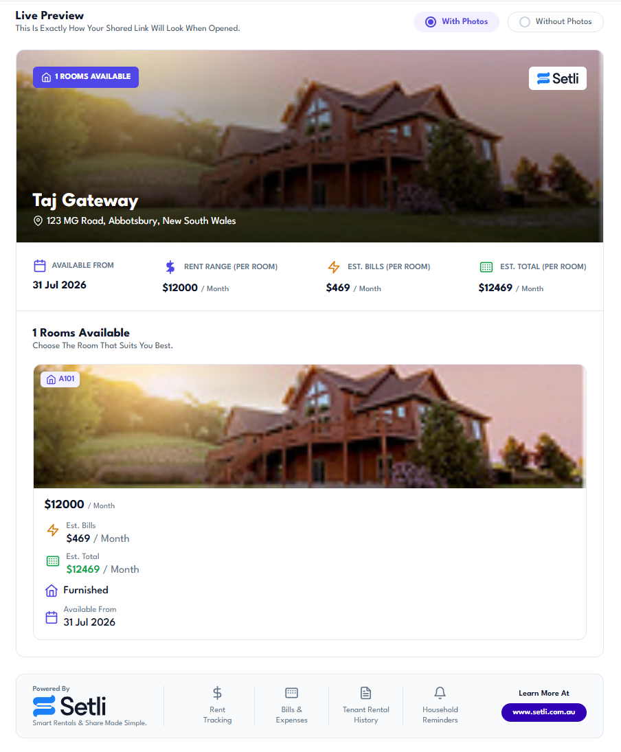 Preview Your Share Page