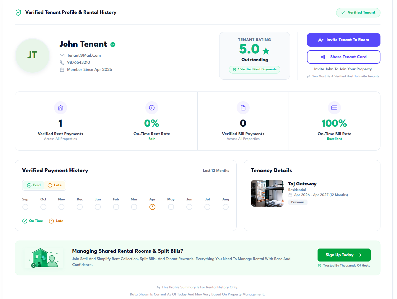 View and Share Your Tenant Card