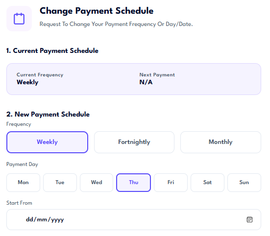 Choose a New Payment Schedule