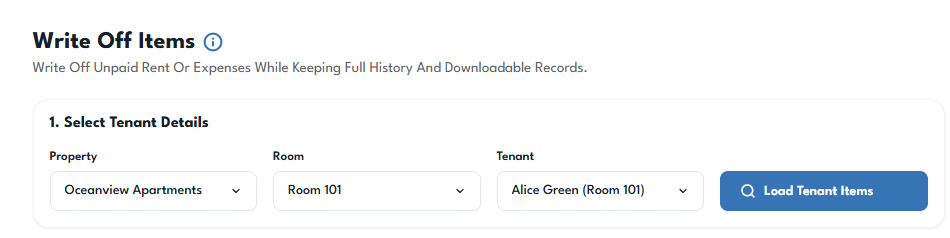 Select the Tenant